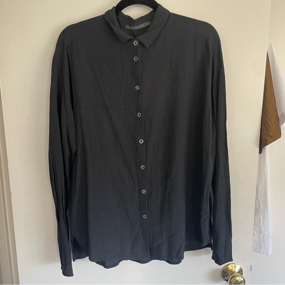 Transit Par Such Dark Gray Wool Blend Button Up Shirt size M